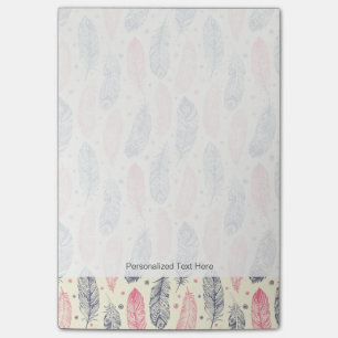 Pink And Purple Ethnic Feather Pattern Post-it Notes