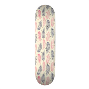 Pink And Purple Ethnic Feather Pattern Skateboard