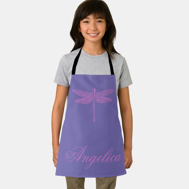 Pink and Purple Fantasy Dragonfly  Personalize Apron (Insitu)