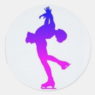 Pink and Purple Figure Skater Classic Round Sticker