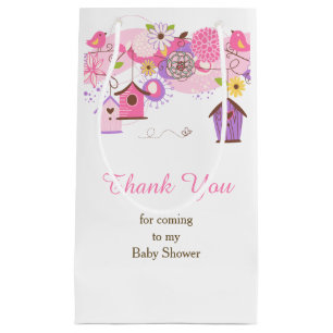 Pink and Purple Floral Bird Cages Baby Thank You Small Gift Bag