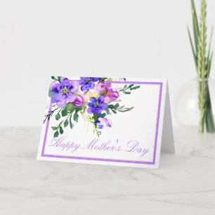 Pink and purple floral custom Mother's day Holiday Card