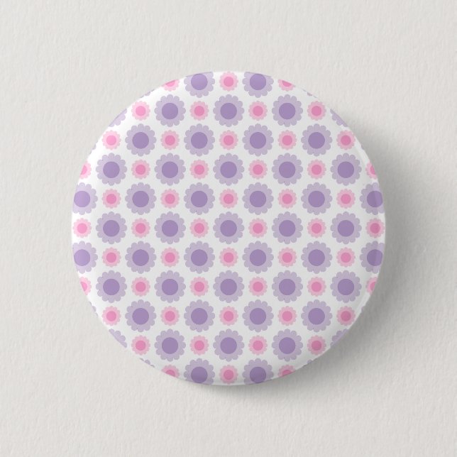 Pink and purple floral pattern 2 inch round button (Front)