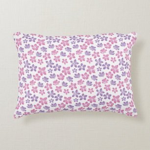 Pink and Purple Floral Seamless Pattern Accent Pillow