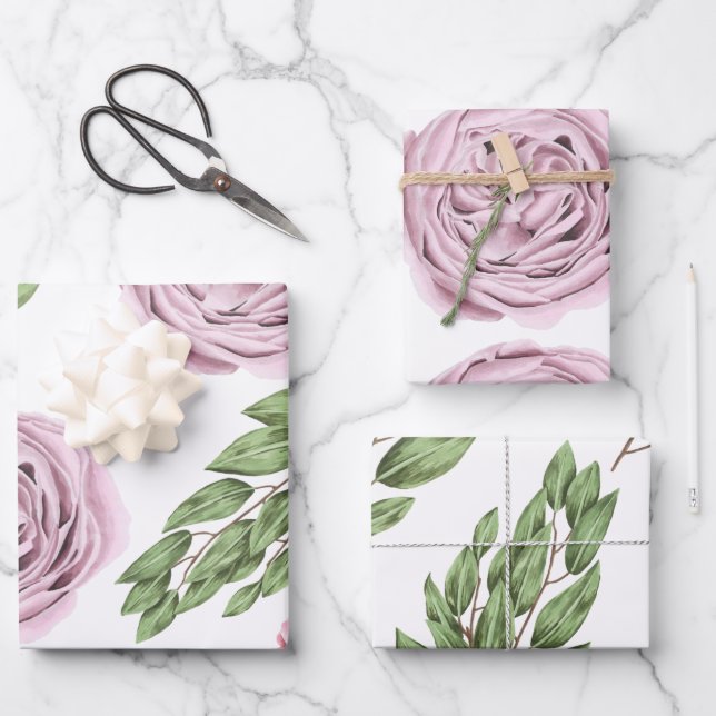 Pink and Purple Floral Wrapping Sheets (Front)