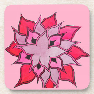 Pink and purple flower art coaster