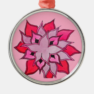 Pink and purple flower art metal ornament