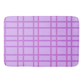 Pink and purple flower checkered pattern bath mat