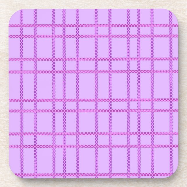 Pink and purple flower checkered pattern coaster (Front)