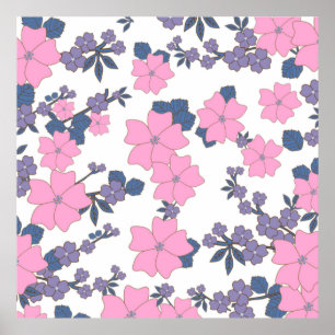 PINK AND PURPLE FLOWER PATTERN POSTER