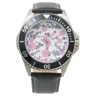 PINK AND PURPLE FLOWER PATTERN WATCH