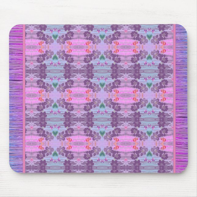 Pink And Purple Flowered Pattern Designer Mouse Pad (Front)