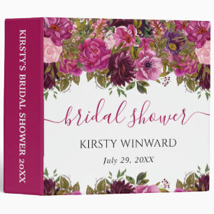 Pink and Purple Flowers Bridal Shower Photo Album Binder