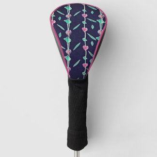 Pink and purple flowers golf head cover