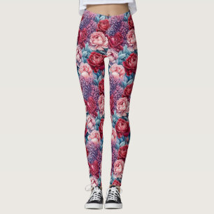 Pink and Purple Flowers Leggings