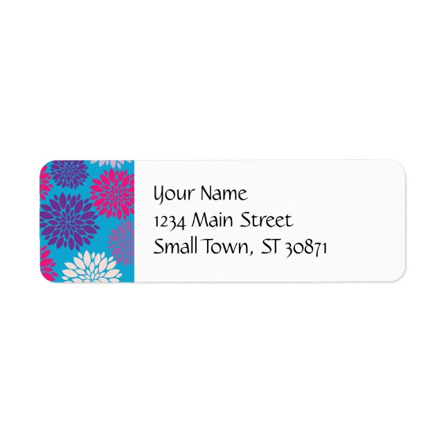 Pink and Purple Flowers on Teal Blue (Front)