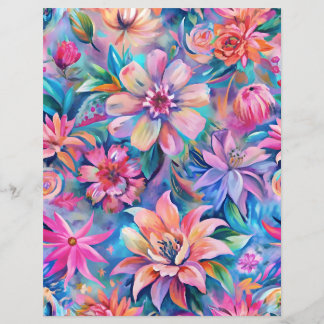 Pink and purple flowers pattern scrapbook paper
