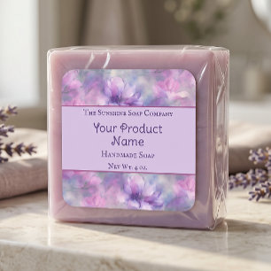 Pink and Purple Flowers Soap Cosmetics Bath Bombs Square Sticker
