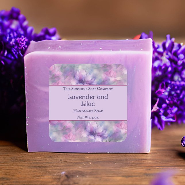 Pink and Purple Flowers Soap Cosmetics Bath Bombs Square Sticker (Creator Uploaded)