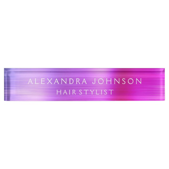 Pink and Purple Foil Modern Nameplate (Front)