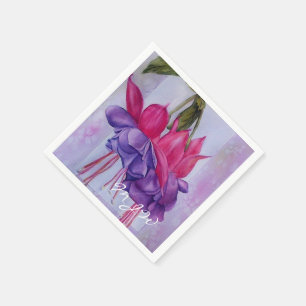 PINK AND PURPLE FUSCHIA FLOWER NAPKIN