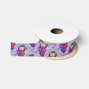 PINK AND PURPLE FUSCHIA FLOWER RIBBON SATIN RIBBON