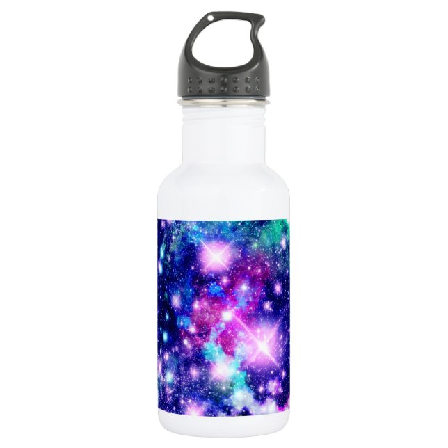 Pink and Purple Galaxy Stars 532 Ml Water Bottle (Front)