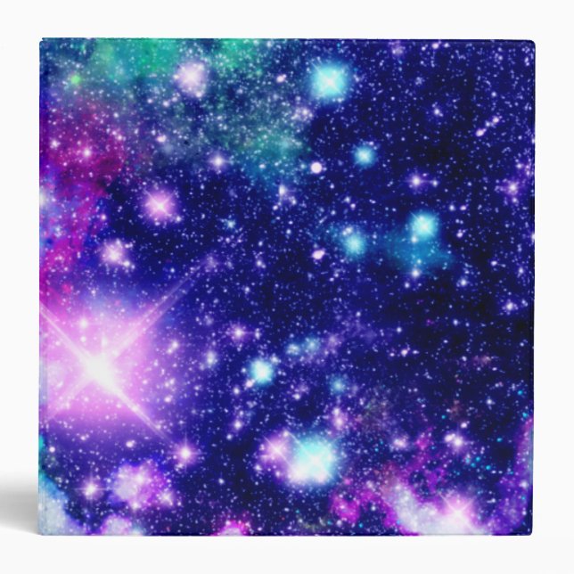 Pink and Purple Galaxy Stars Binder (Front)