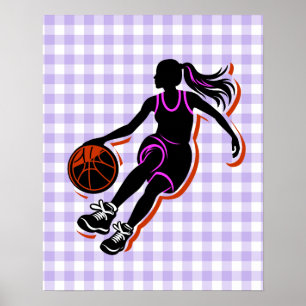 Pink and Purple Girls Basketball Poster