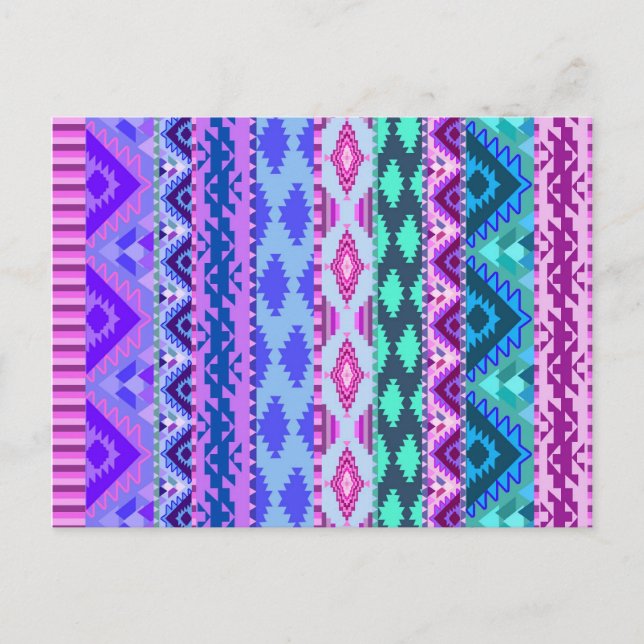 Pink and Purple Girly Aztec Postcard (Front)