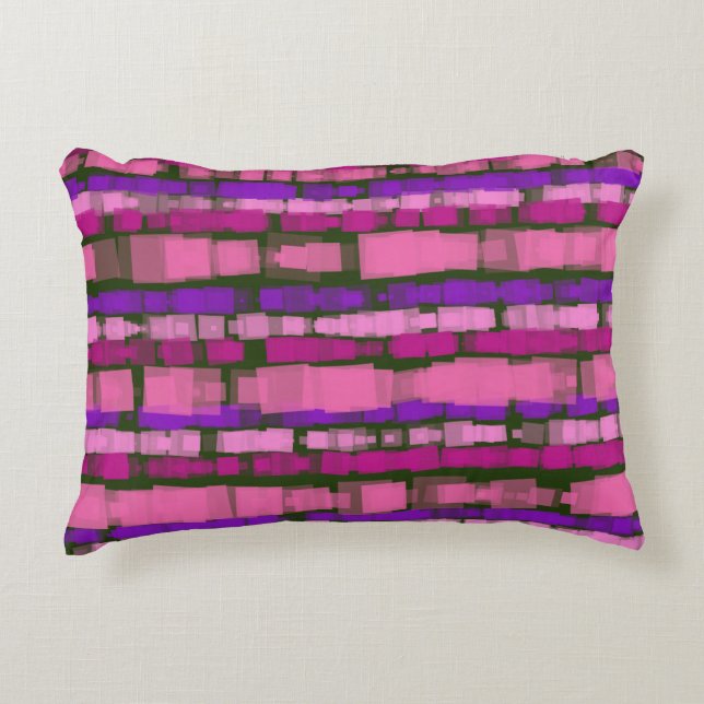 Pink and Purple Glitch Accent Pillow (Front)
