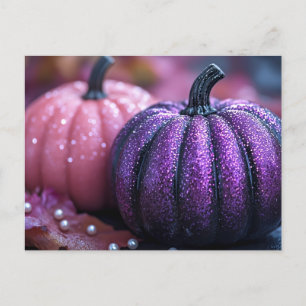 Pink and Purple Glitter Halloween Greeting Card