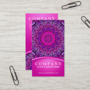 Pink and Purple glowing mandala - pink design Business Card