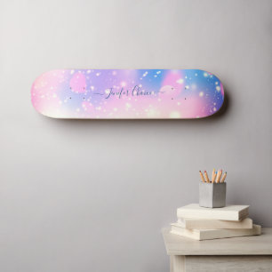 Pink And Purple Gradient Custom Name Skateboard