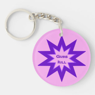 Pink and Purple Guns Kill Acrylic Keychain