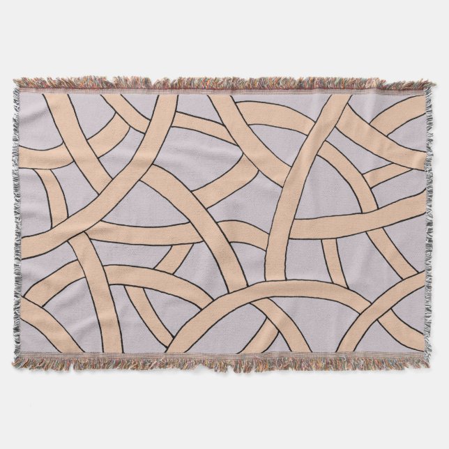 Pink and Purple Hand Drawn Fantasy Pattern Throw Blanket (Front)