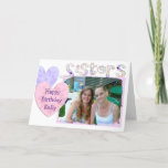 Pink and Purple Happy Birthday Card for Sister<br><div class="desc">Pink and Purple Happy Birthday Card for Sister

Personalize this card by adding your favourite picture of you and your sister!</div>