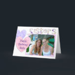 Pink and Purple Happy Birthday Card for Sister<br><div class="desc">Pink and Purple Happy Birthday Card for Sister

Personalize this card by adding your favourite picture of you and your sister!</div>