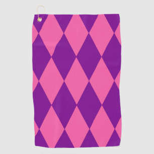 Pink and Purple Harlequin Checkered Design  Golf Towel