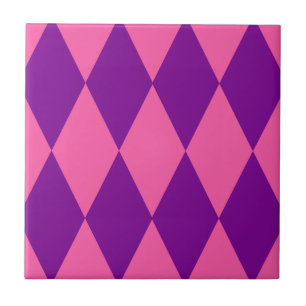 Pink and Purple Harlequin Checkered Design Tile