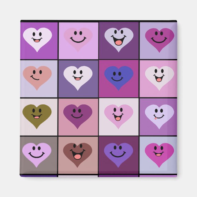 Pink and Purple Hearts Magnet (Front)