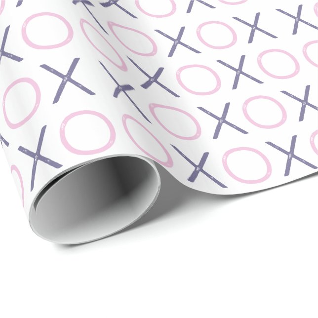 Pink and Purple Hugs and Kisses Wrapping Paper (Roll Corner)