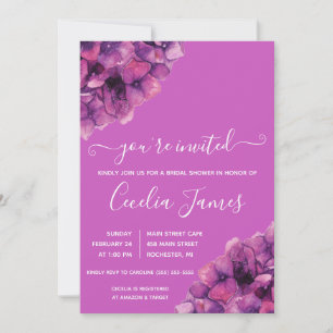 Pink and Purple Hydrangea Bridal Shower Invitation
