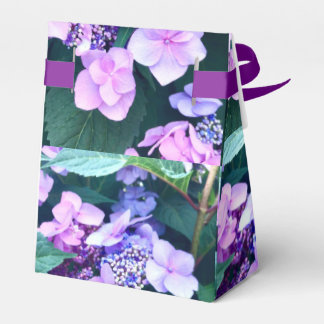 Pink and Purple Hydrangea Favour Box with Ribbon