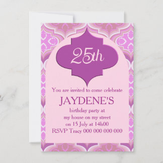 Pink And Purple Invitation With Ornamental Badge