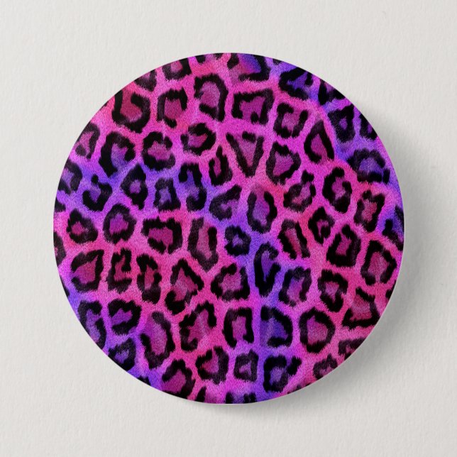 Pink and Purple Leopard Fur Spots Pattern 3 Inch Round Button (Front)