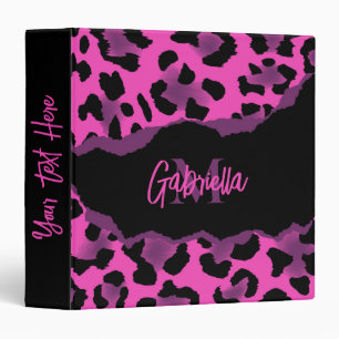 Pink and Purple Leopard Print Binder