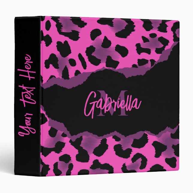 Pink and Purple Leopard Print Binder (Front/Spine)