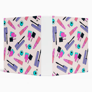 Pink and Purple Make Up Cosmetics Pattern Binder
