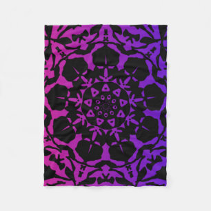 pink and purple Mandala flower Fleece Blanket